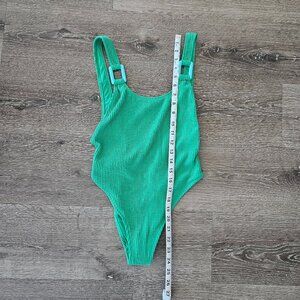 NWOT Aerie Green Textured Crinkle Birthday Scoop Cheekiest S One Piece Swimsuit